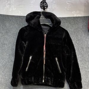 Blank NYC Kids Black Faux Fur Puffer lined Jacket small
